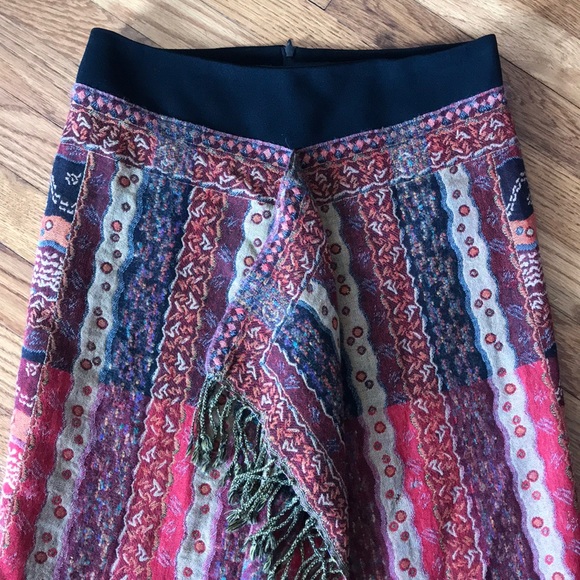 Gypsy tapestry midi skirt with front fringe size 4 - Picture 3 of 8